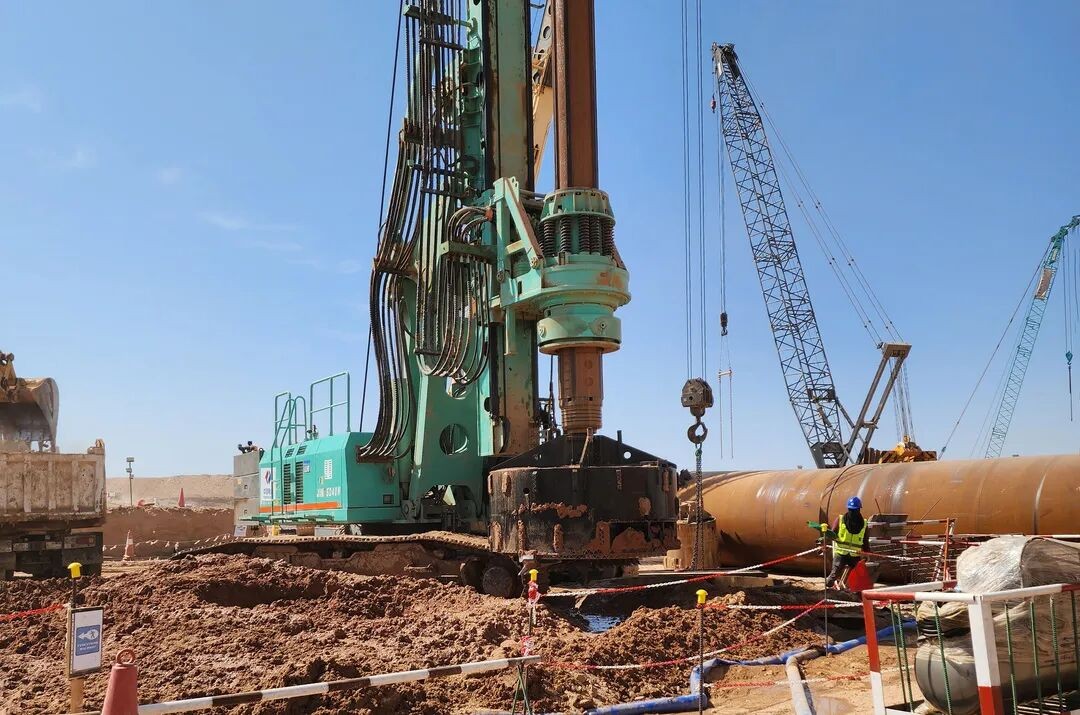 中国水电基础局携手上海金泰，共筑中东基建新里程碑106.16米超深桩